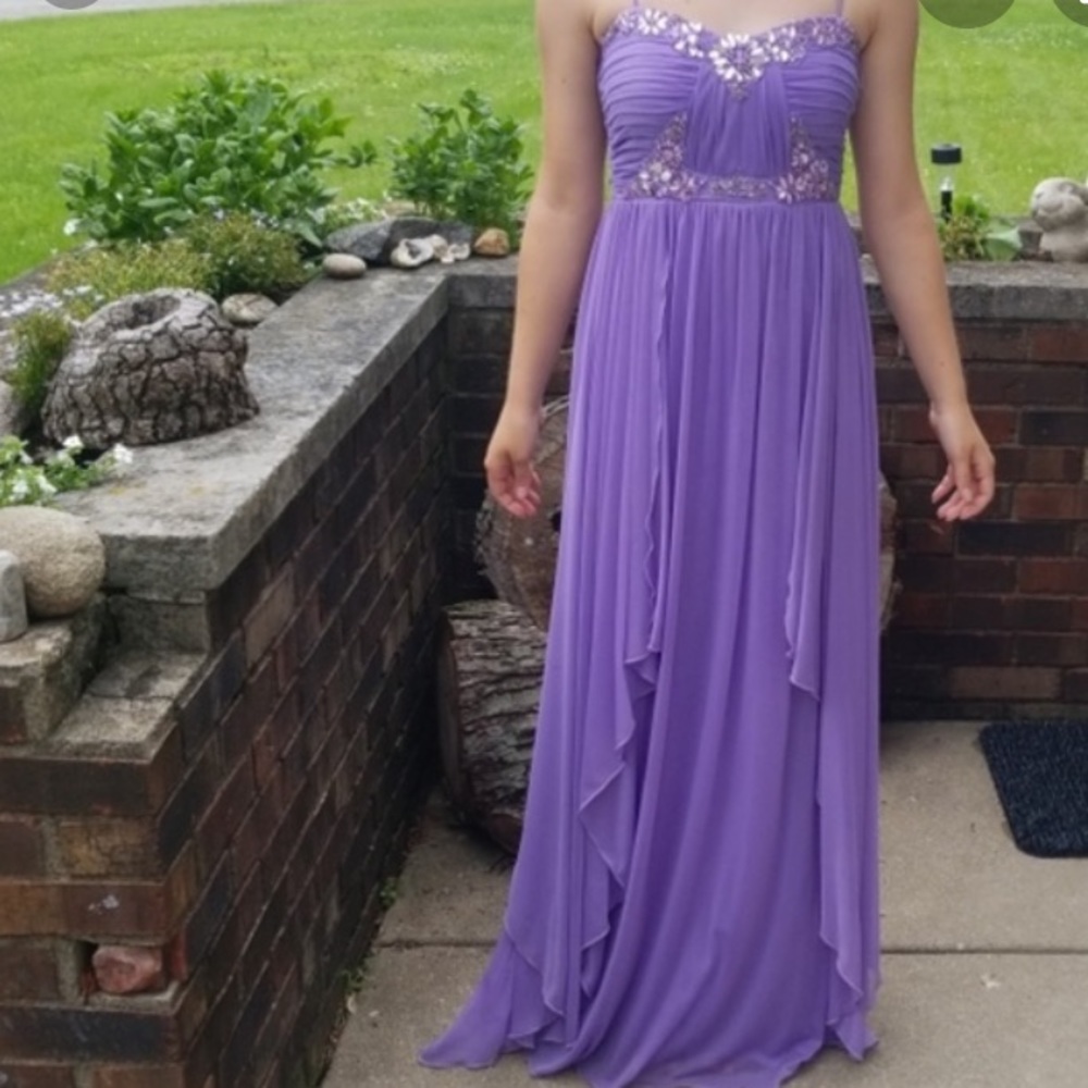 Lilac prom dress with statement gemstones